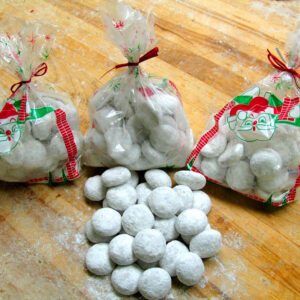bennisons-bakery-christmas-pepper-nuts Picture of christmas pepper nuts inside bags and on the table